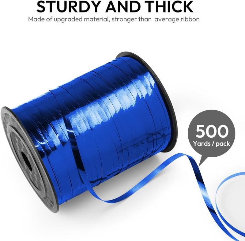 HimBen 500 Yards Curling Ribbon for Gift Wrapping, 3/16" Balloon String for Christmas Valentine Birthday Wedding Party Festival Decoration, Crafts, Flower Bouquet(Metallic Blue) - Image 2